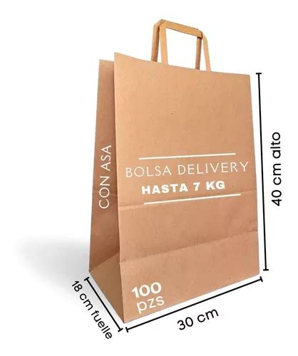 100 Bolsas Con Asa Papel Kraft Ecológica Reciclable Delivery