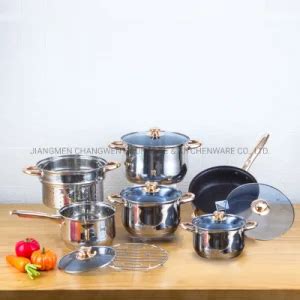 12PCS Belly Shape Gold Stainless Steel Cookware Set With Non Stick