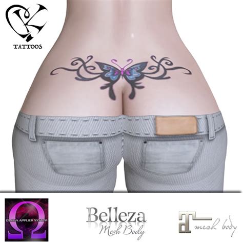 Second Life Marketplace K Tattoo Sexy Butterfly Tribal Tattoo Lower Back Bom