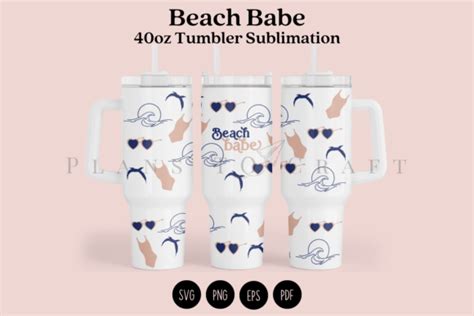 Beach Babe Oz Tumbler Sublimation Wrap Graphic By Planstocraft