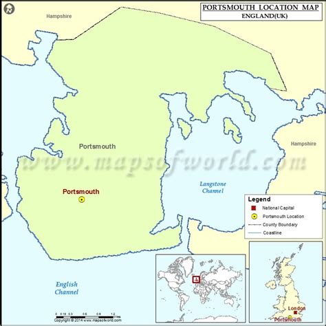 Where Is Portsmouth Location Of Portsmouth In England Map