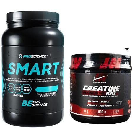 COMBO SMART GAINER 3LB CREATINA IRON NUTRITION 100 SERVICIOS