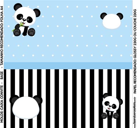 Convite Caixa Fundo Panda Azul Menino Fazendo A Nossa Festa