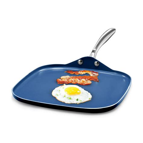 Granite Stone Blue Square Nonstick Griddle Pan With Ultra Durable Mineral And Diamond Triple