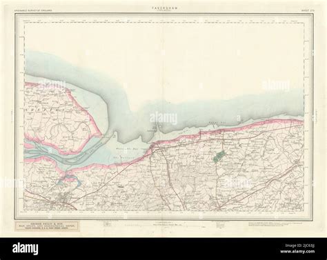 Ordnance Survey Sheet Faversham Whitstable Herne Bay Swale Kent