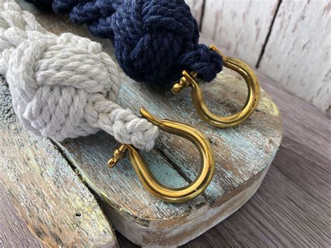 Large Rope Bell Pull W Brass Shackle Braided Knot Lanyard Etsy