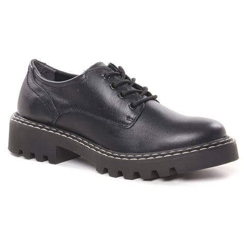 Tamaris 23742 Black Leather Derbys Noir Automne Hiver Chez TROIS PAR 3