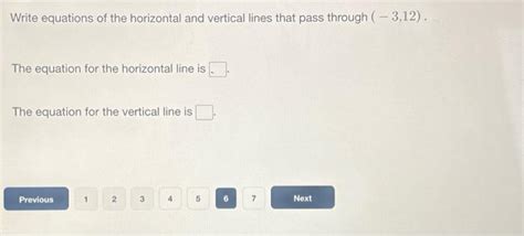 Solved Write equations of the horizontal and vertical lines | Chegg.com