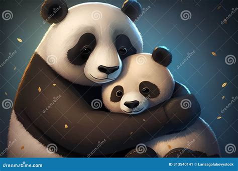 Animal Family Caring Mother Panda Hugging Baby Stock Illustration ...