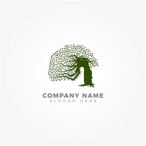 Plantilla de logotipo de árbol de roble para negocios Vector Premium