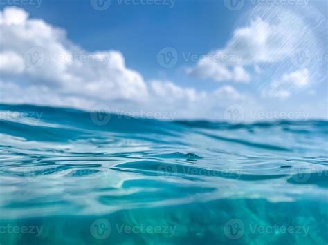 Abstract Ocean View Blue Sea Or Ocean Water Surface And Underwater