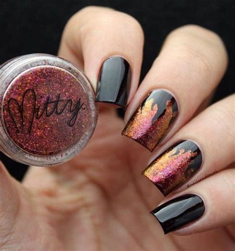 Fabulous Fire Manicure By Nailsandtowel Using Our Fire Nail Vinyls And Mitty Shattered Dreams