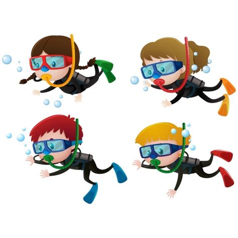 Kids Practising Diving Vector Free Download