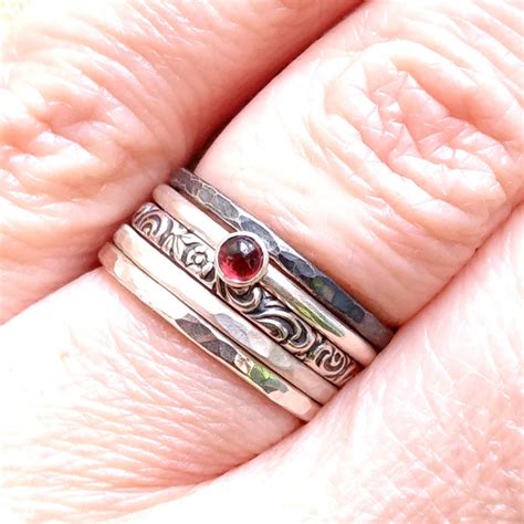 Dainty Garnet Ring Natural Garnet Ring Sterling Silver Etsy