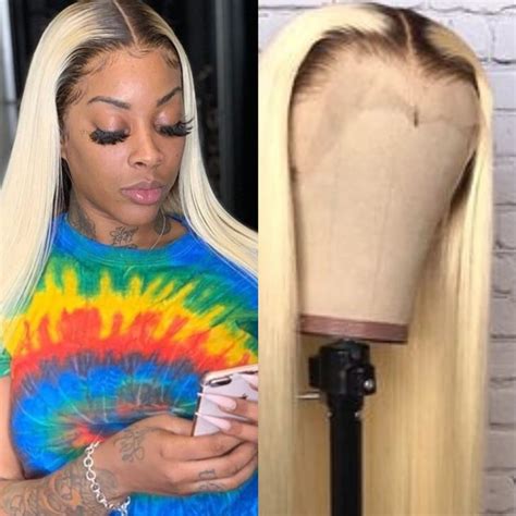 Blonde Wig With Dark Roots Straight Front Lace 150 And 250 Density 100 Virgin Hair Nexahair