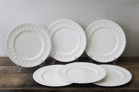 English Wedgwood Colosseum Pattern Dinner Plates Set Of 6 Pure White