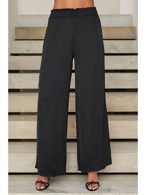 Milio Milano Satin Palazzo Pant In Black Shop Premium Outlets