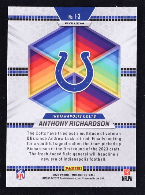 Anthony Richardson Panini Mosaic Introductions No Huddle Silver