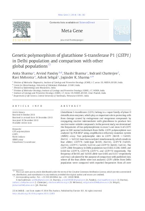 Pdf Genetic Polymorphisms Of Glutathione S Transferase Genes Gstp1 Gstm1 And Gstt1 And Risk