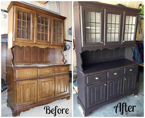 Before And After Of A Hutch I Redid Furniture Makeover Repurposed