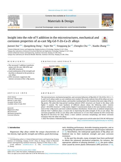 Pdf Insight Into The Role Of Y Addition In The Microstructures