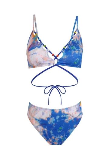 Zek Kad N Mavi Ayarlanabilir Ask L Boncuk Detayl Bikini Tak M Hzl S Zk