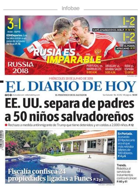 El Diario De Hoy El Salvador 20 De Junio De 2018 Infobae