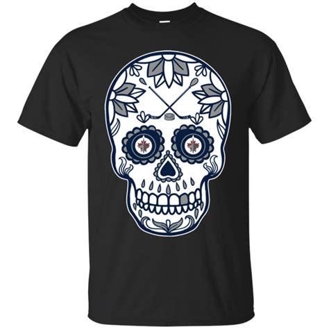 Winnipeg Jets Hockey Sugar Skull Day Of The Dead T Shirt For Men