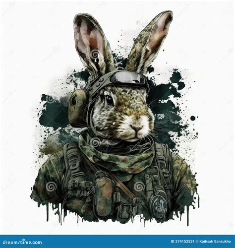 Rabbit In Arms Military Inspired Design For Stock Photos Generative