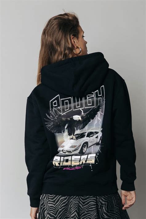 Rough Riders Oversized Hoodie Black Colourful Rebel