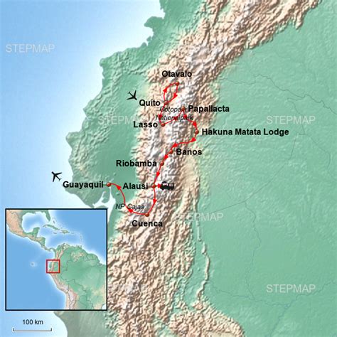 StepMap Ecuador große Rundreise Landkarte für Ecuador