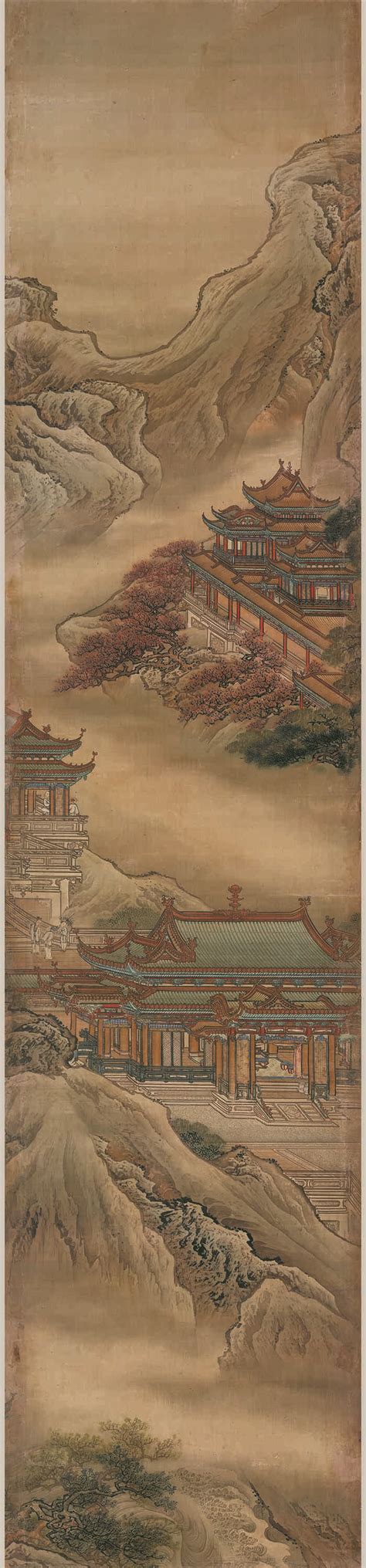 清 袁耀 蓬莱仙境12图屏全套绢本245x606天博6国画超高清大图原图扫描真迹全图书画图片下载