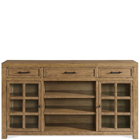 Riverside Furniture Bozeman 50556 Rustic Contemporary Server With Wine Bottle Storage And Led