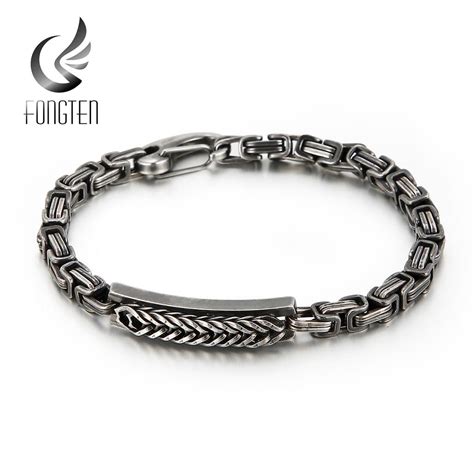 Comprar Fongten Retro Square Box Link Chain Men Bracelet Classic Charm