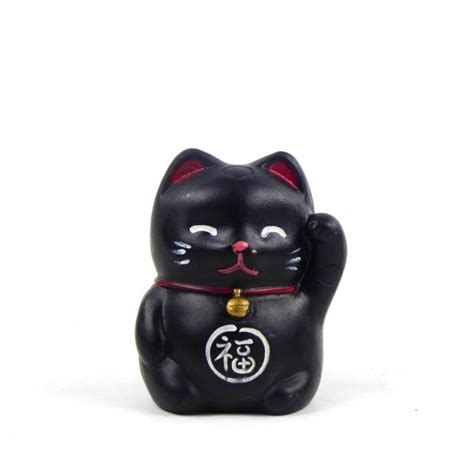 Gato De La Suerte MANEKI NEKO Negro De Resina 5 Cm