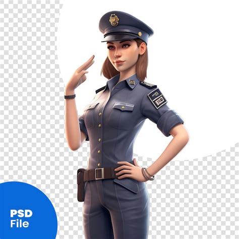 Premium Psd 3d Rendering Of A Beautiful Police Woman Isolated On