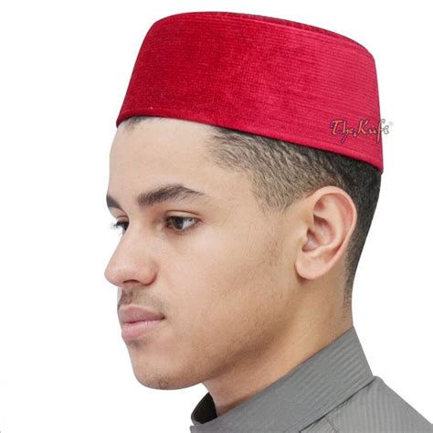 Velvet MUSLIM KUFI HAT Maroon Rigid Fine Velvet Cap For Salah Etsy