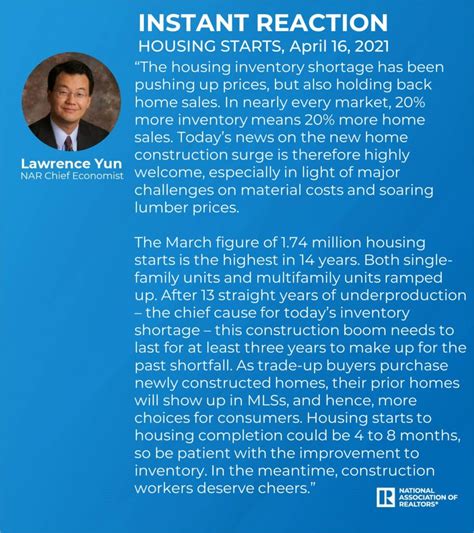 Nar Chief Economist Lawrence Yens Reaction Of Housing Starts In April