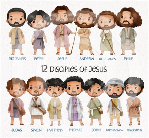 Jesus And 12 Disciples Clip Art Religion Bible Stories Clipart Png