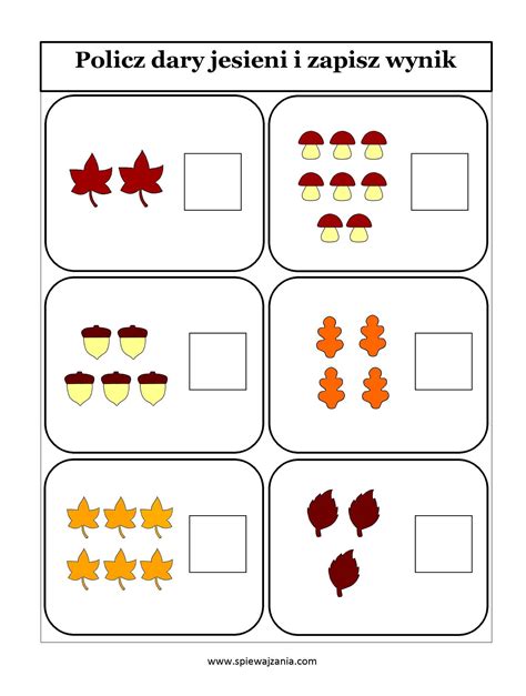 Piewaj I Ucz Si Z Ani Jesienna Matematyka Darmowe Karty Pracy