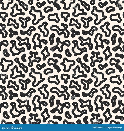 Vector Seamless Pattern With Smooth Abstract Outline Spots Stock Vector