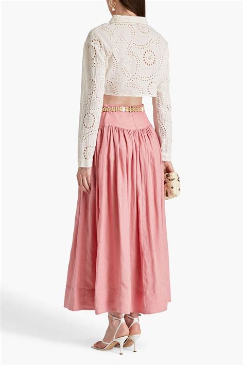 Zimmermann Belted Gathered Linen Maxi Skirt The Outnet