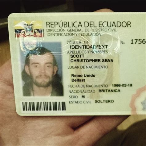 Ecuador Id Card Christopher Scott