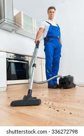 Full Length Male Worker Cleaning Floor Stock Photo 336272720 Shutterstock