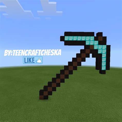 Pixel Art Diamond Pickaxe Minecraft Amino