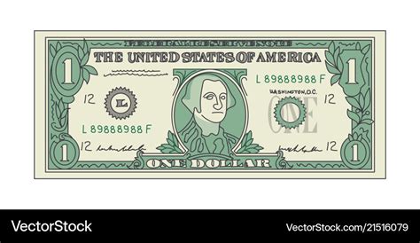 Bill one dollar banknot american paper money Vector Image