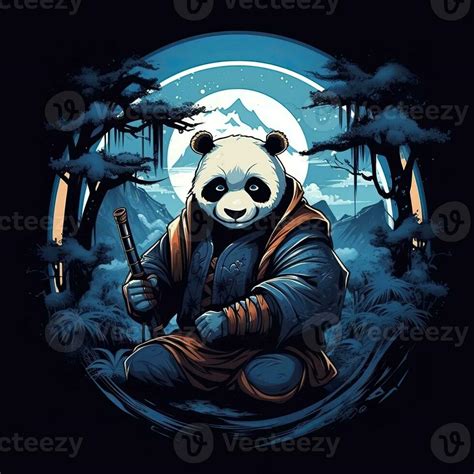 Panda Warrior Warhammer Tshirt Design Mockup Printable Cover Tattoo Isolated Vector Illustration