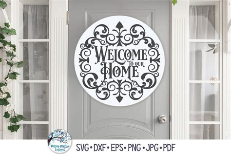 Welcome To Our Home Sign Svg Elegant Vintage Front Door Sign Svg