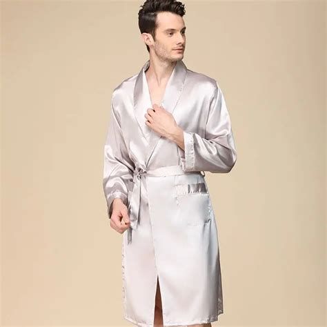 2019 New Mens Silk Satin Robes Pajamas For Men Long Sleeve Solid Sleepwear Kimono Male Bathrobe ...