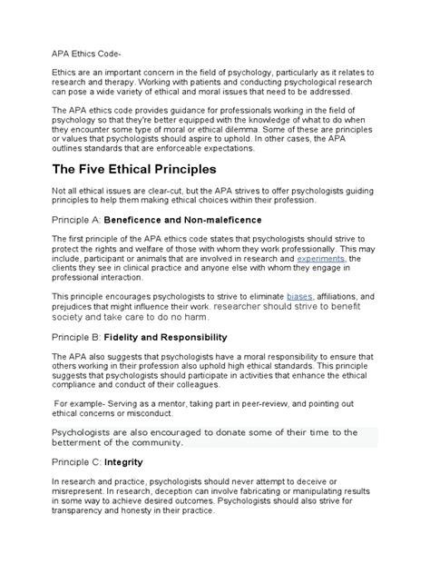 Apa Ethics Code Pdf